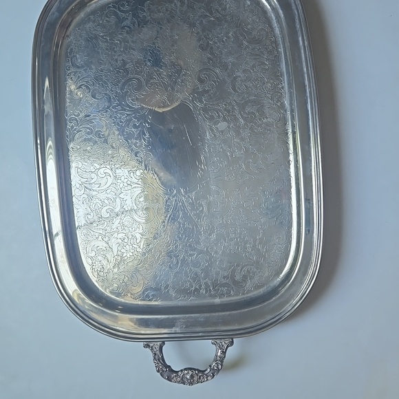 Vintage Silver Serving Dining Tray Plate with Side Handles & Legs-23" x 14" - Picture 2 of 10